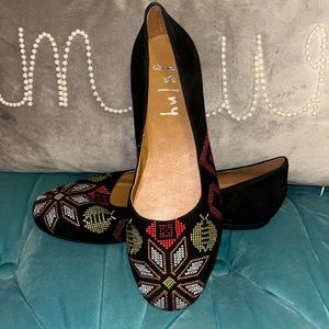 NEW French Sole Suede Flats w/Embroidery